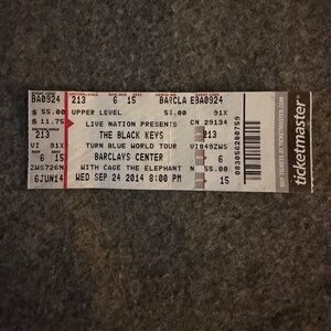 THE BLACK KEYS 9/24/2014 Turn Blue World Tour Barclays Center Ticket Stub